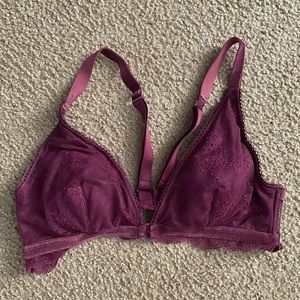 Maroon Lace Front Clasp Bralette (Padding)